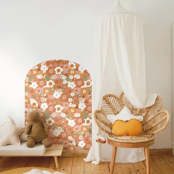 Funlife®, арка с цветя в стил бохо, стикер на стената в ретро стил с цветя модел, подвижни стенен декор за детска стая за момиченца