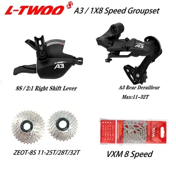 LTWOO A3 1x8 Магистралата набор от 8S Десния Лост за превключване на предавките 8-степенна скоростна кутия Заден превключвател ZEOT 8S Касета 11-25 T 28T 32T + Велосипедна верига VXM X8
