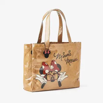 Дамски чанта на рамото от крафт-хартия Disney с Мики Маус, женствена чанта с голям капацитет, мультяшная чанта за пазаруване