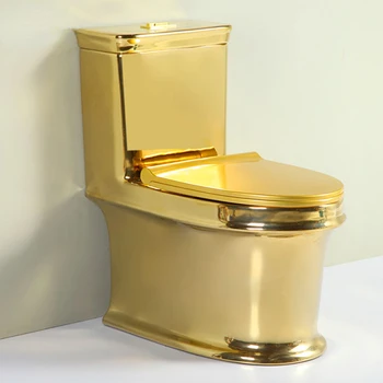 Златен тоалетна чиния наситен златен цвят, творчески керамични сифон за изпомпване на тоалетната чиния 6601