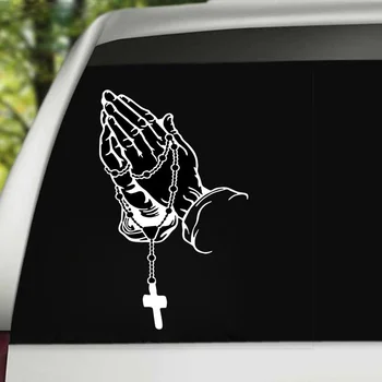 Модерна автомобилна стикер Перлени мъниста Бог Исус Христос в Молитвен жест Автостайлинг стъкло Мотоциклет Vinyl стикер за декорация
