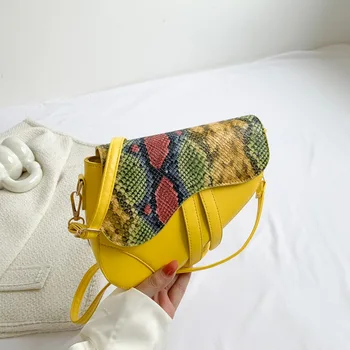Проста и контрастная цветна нова диагонално чанта през рамо, жените модерна чанта през рамо, жените самостоятелна чанта през рамо