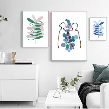 Стенни картини в минималистичен стил, пресни акварел, синьо ботаническата принт и плакат, платно, живопис, модерен начало декор за спалня