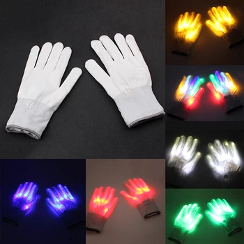 1 Чифт светещи ръкавици с led подсветка, цветни светещи мигащи ръкавици с виртуален скелет, с костюм за Хелоуин, празнични мероприятия, аксесоари за партита