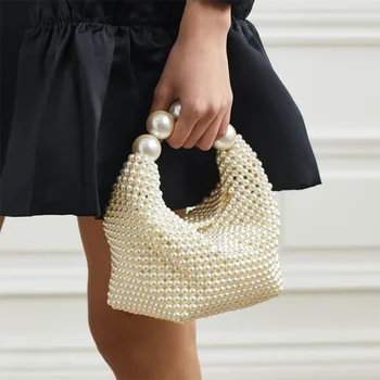 2023 Летни дамски чанти от изкуствена перла, модерна чанта за вечеря ръчно изработени, расшитая мъниста