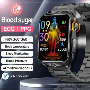 2023 Първият импулс на електротерапия Екг + Точки Неинвазивен нивото на кръвната захар Мъжки умен часовник Лазерно лечение на Здравословно кръвно налягане Спорт