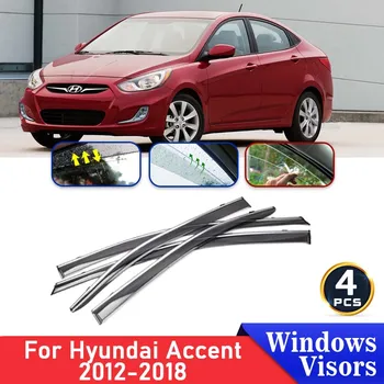 4x Дефлектори За Hyundai Accent Verna РБ 2012 2013 2014 2015 2016 2017 2018 Предното Стъкло на Автомобила Странични Прозорец Очила Довършителни Дъжд от Веждите