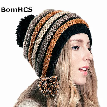 BomHCS, дамска шапка, есенно-зимна бейзболна шапка, 100% вязаная шапка ръчна изработка, модистки, възли шапки, шапки