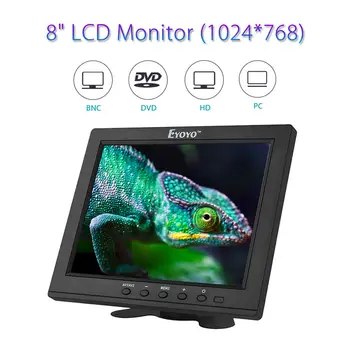 Eyoyo 8-Инчов HDMI Монитор с разделителна способност 1024x768, Преносим Цветен видео екран 4:3 TFT LCD HD Mini