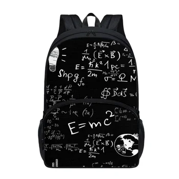 FORUDESIGNS Ученически раници с формула по математика/наука, студентски леки модни чанти за книги, множество джобове, двоен цип