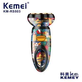 Kemei USB акумулаторна 4D мрежест плаващ нож, мъжка самобръсначка, професионална бритвенная машина за подстригване на косата на лицето 52D