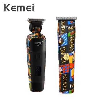 Kemei USB, акумулаторна електрическа машина за рязане на коса, батерия с голям капацитет, безжична фризьорски салон машина за подстригване на коса, тример за фризьорски салон 51D