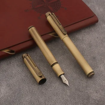 MAJOHN Метална писалка ретро Месинг EF F Канцеларски материали, офис и ученически пособия, подаръчни химикалки за писане