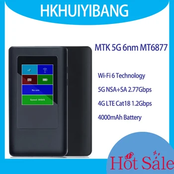 MTK 6nm MT6877 5G Sub 6 Високоскоростен 2,77 Gbit/с Преносима точка за достъп до Wi-Fi интернет WiFi 6 2 GB + 32 GB 4G LTE Cat18 1,2 Gbit/s 5G Мобилен Рутер 4 * 4 MIMO