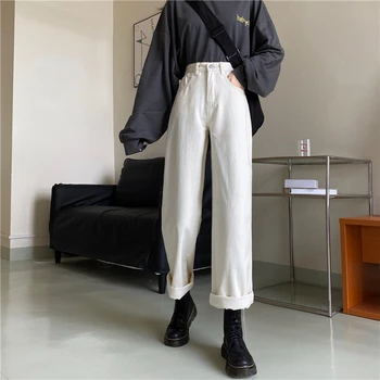 N4813 Нови дънкови панталони с висока талия, тесни, широки, модерни, универсални панталони, дънки