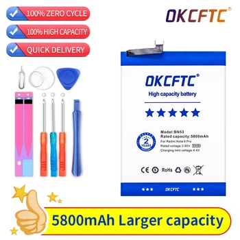 OKCFTC Взаимозаменяеми батерия BN53 за Xiaomi Redmi Note 9 Pro Акумулаторна батерия на телефона 5800 mah