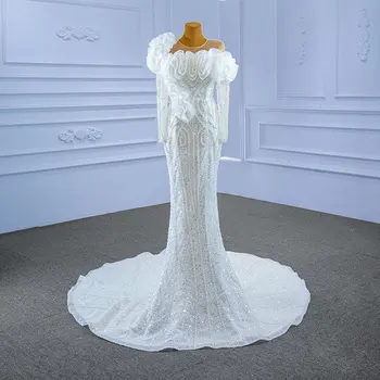 RSM67410 2021 нов дизайн на бала вечерен гащеризон плюс размера на секси сватбена елегантна блестяща рокля с пайети русалка robe de soirée perle