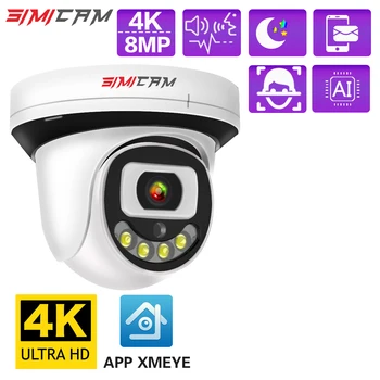 SIMICAM 4K ПР POE/12V Камера за Видеонаблюдение 8MP/5MP/4MP Вещица Двупосочна Аудио Цветно Нощно Виждане за Сигурност Onvif AI Умна Аларма Xmeye