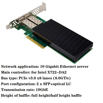 ST7328 X722-Da 10 Гигабитная Сървър Мрежова карта Pcie X8 Двойна Порта 10G SFP + Сървърно Оптично Влакно Мрежова карта IWARP RDMA Нова