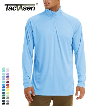 TACVASEN/Мъжки Ризи с дълъг ръкав за предпазване От Слънцето/кожа, Анти-UV, Улични Блузи, Пуловери За Голф, Лятна Тениска За Плуване, Тренировочная Тениска с цип