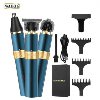 WAIKIL професионална богат на функции за безжична машина за подстригване на коса 3 в 1, тример за косми в носа, електрическа машинка за подстригване