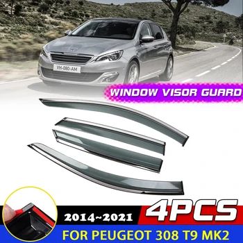 Авто Козирка на прозорец за Peugeot 308 T9 MK2 Хетчбек 2014 ~ 2021 Покривала за Защита От Дъжд и За Вежди, Дефлектор, Димна Стикер, Аксесоари