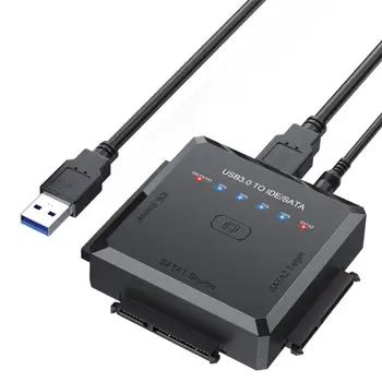 Адаптер USB 3.0 за IDE/SATA Кабел-адаптер, за да направите резервно копие на твърдия диск само с едно кликване, Конвертор за 2,5/3,5-инчови SATA и IDE HDD/2,5-Инчови SSD