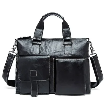 Адвокатска чанта от естествена кожа, 14, мъжки портфейли, бизнес куфарче за лаптоп, мъжката кожа за чанти, мъжки кожена мъжка чанта-месинджър