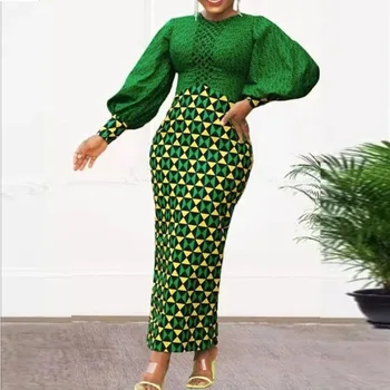 Африкански рокли за жени, есен дебнещ рокля макси Дашики, африканска облекло, мода елегантни рокли, дамски африканска облекло