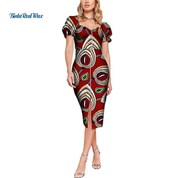 Африкански рокли за жени с къс ръкав, рокли в стил мозайка с восъчен принтом от Басейн Riche, елегантни рокли в африканския стил дашики, WY7426