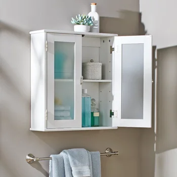 Бял стенен шкаф за баня с 1 регулируем рафт, шкаф за съхранение в банята Better Homes & Gardens Harborough