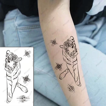 Временни стикери с татуировки, който се намира тигър, котка, милото животно за жени, мъже, деца, фалшиви татуировки, грим за тялото, водонепроницаемое изкуство