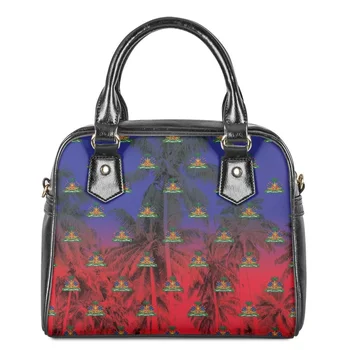 Дамска кожена чанта за рамо с принтом Полинезия, ние всички тук са луди, портфейли, дамски ежедневни чанта с горната дръжка, комплект за през рамо