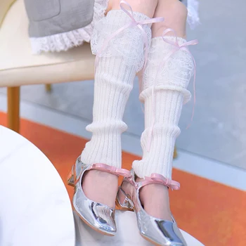 Дамски чорапи в Японски стил в стил Лолита, Красиви Дантелени Гамаши С Лък, Възли Калъфи За Отглеждане, Класически Обувки За Момичета, Градинска Облекло
