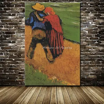 Двойка Влюбени Винсент Ван Гог, 100% Ръчно Рисувани, Репродукция На Картина С Маслени Бои Върху Платно, Стенни Художествени Картини За Декорация На Дома