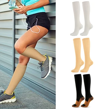 Двойката компрессионных чорапи, спортни чорапи за жените, чорапогащи до коляното