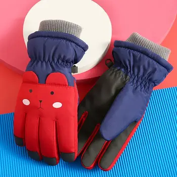 Детски зимни водоустойчив снежни ръкавици с мультяшными уши, изолирана ветроупорен спортни сноубордические детски ски-топлите ръкавици без пръсти