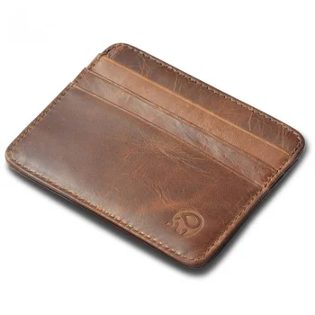 Държач за кредитни карти от естествена кожа, чанта от телешка кожа ръчно изработени, тънък мек портфейл, мини-държачи за карти, висококачествени мъжки женски портфейл