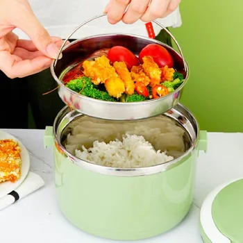 Електрически обяд-бокс обем 1,7 л преносима ориз с топъл Bento Box двойна котела контейнер за приготвяне на храни обяд-бокс нагревател хранене USB