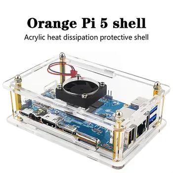 За дънната платка Orange Pi 5 акрилна обвивка Orange Pie с технологията на разработване може да се разсее такса с 5 вентилатори за охлаждане Be C9G8