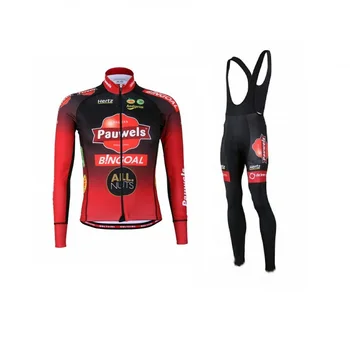 Зимна руното термо-майк PAUWELS BINGOAL TEAM 2023 за велоспорта, велосипедна дрехи с дълъг ръкав и нагрудниками Ropa Ciclismo