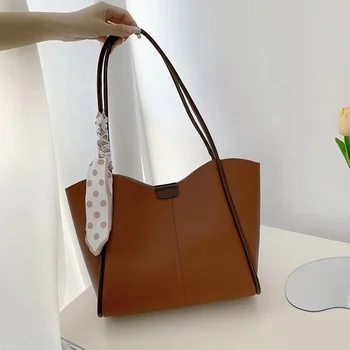 Класическа и луксозна дамска чанта от естествена кожа, дамски чанта през рамо, тоут