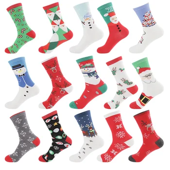 [Коледни чорапи] нови памучни дишащи коледни чорапи-втулки, коледни чорапи с принтом възрастен лосове и снежен човек