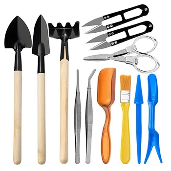 Комплект градински инструменти от 12 предмети, ножици за трансплантация на разсад, лопата за почвата, четка за почистване на саксийни растения