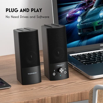 Компютърни тонколони, настолна стерео Bluetooth 2.0 5.0, висококачествен звук на HiFi се захранва от USB, свалящ звукова панел на субуфера
