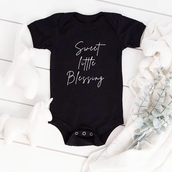Летен гащеризон Sweet Little Blessing за новородено, 100% памук, бебешки неща, боди за новородено, черна дрехи за малките момичета