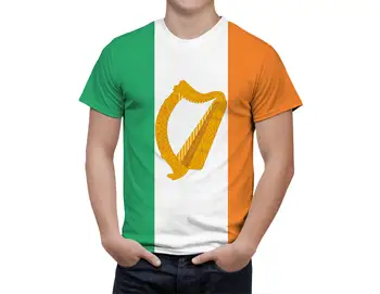 Маркови Летни тениски BIANYILONG, Готини тениски с 3D изображение на Ирландския флаг, Ежедневни Мъжки тениски в стил хип-Хоп С кръгло деколте и Къс ръкав, Потници