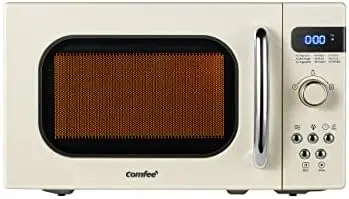 Микровълнова печка CM-M092AAT в ретро стил с 9 предварително инсталирани програми, Бърз многостъпков готвене, Функция за нулиране на въртящия се плот, Кухненски таймер, функция за изключване на звука