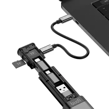 Многофункционален кабел за предаване на данни BUDI, USB, C, B, адаптер Micro USB, преобразовательная корона, универсално преносимо съхранение