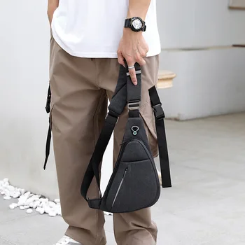 Мъжки модерна чанта-прашка, тънък водоустойчив раница на рамото за пътуване, туризъм, противоугонный гърдите раница през рамо, лична имат чанта
